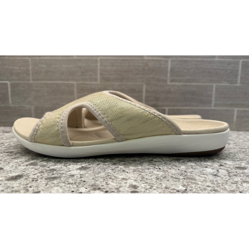 Revitalign Women's Brook Orthotic Slide Sandals Cream & Gold Shimmer Size 10D